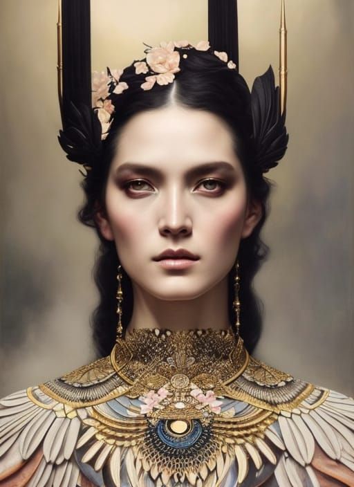 Vibrant Goddess Portrait in Digital Painting Style