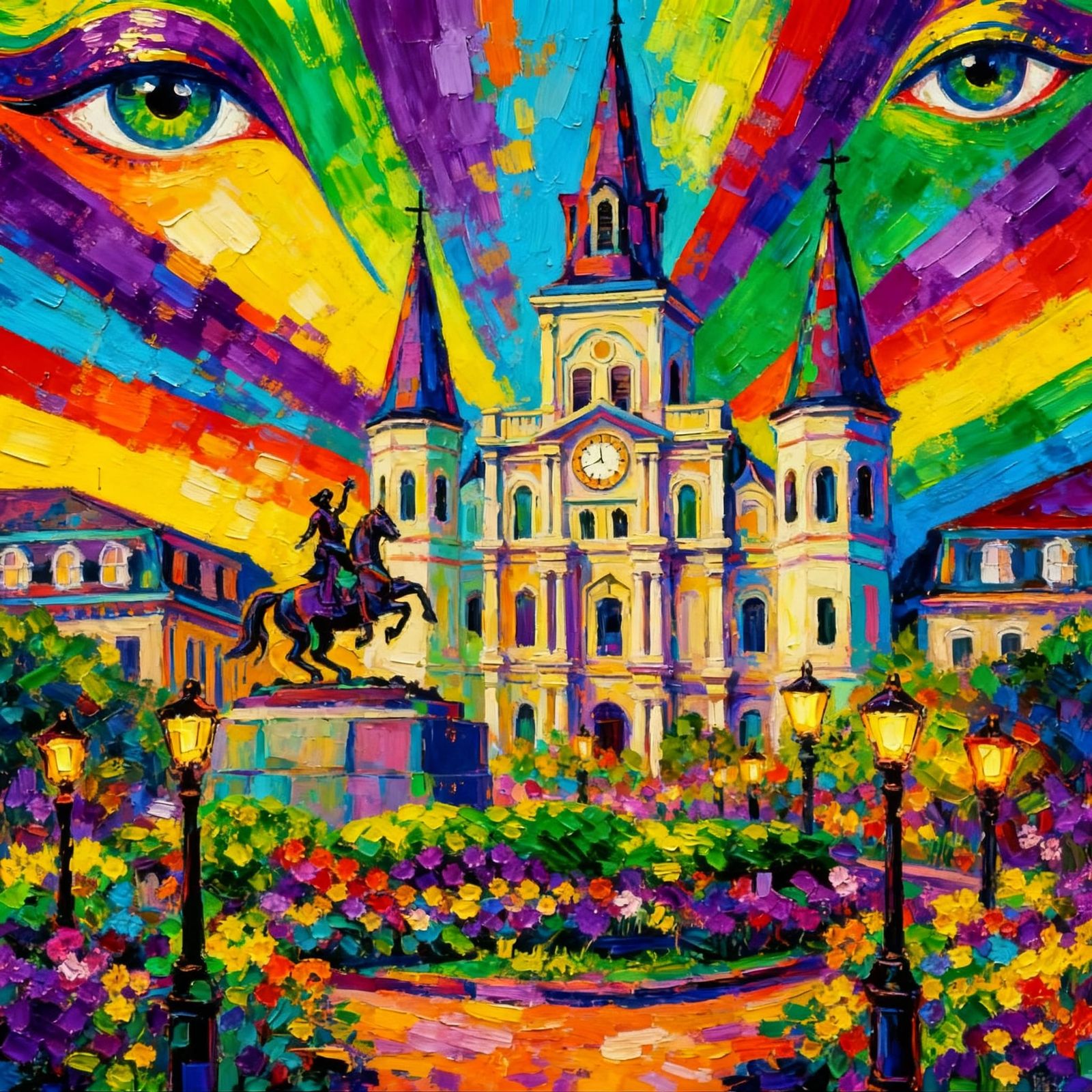Mardi Gras Pop Art Oil Painting