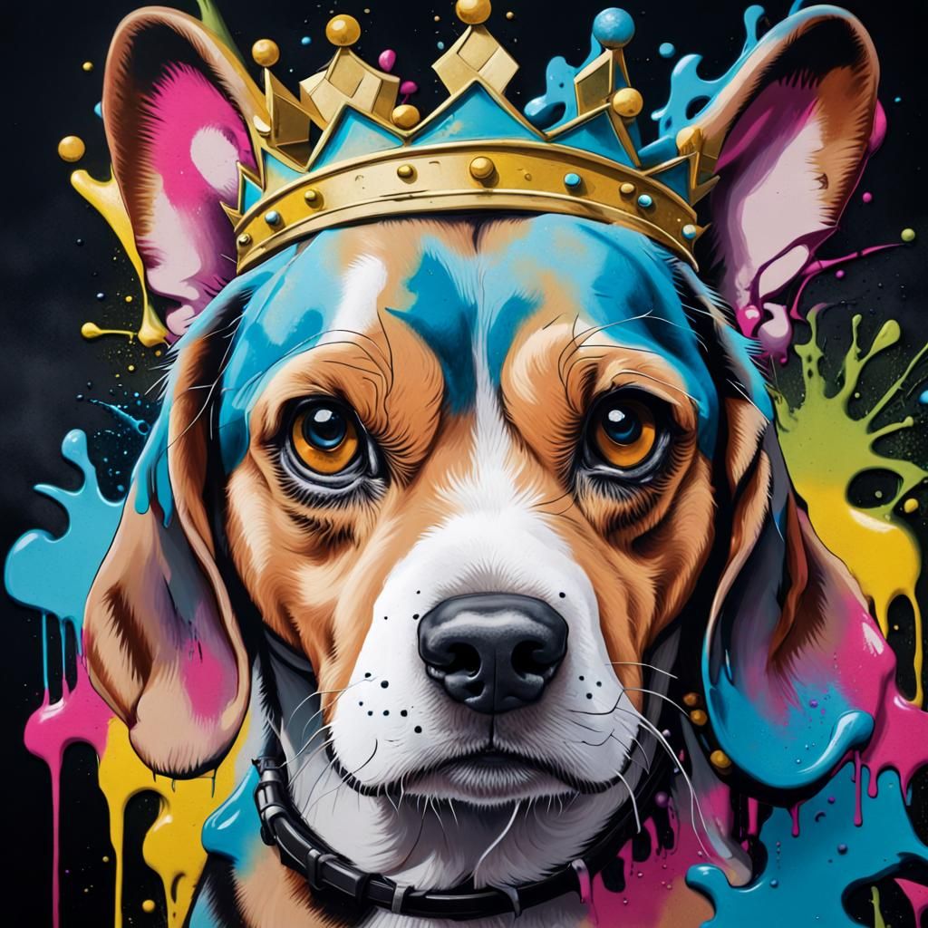 Beagle King in Graffiti Splash Art Style