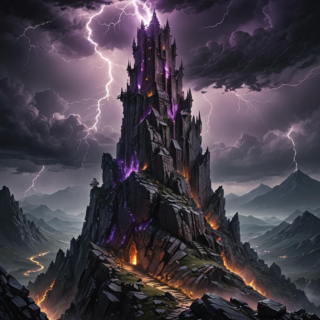 Tower of Death in Stormy Dark Fantasy Art