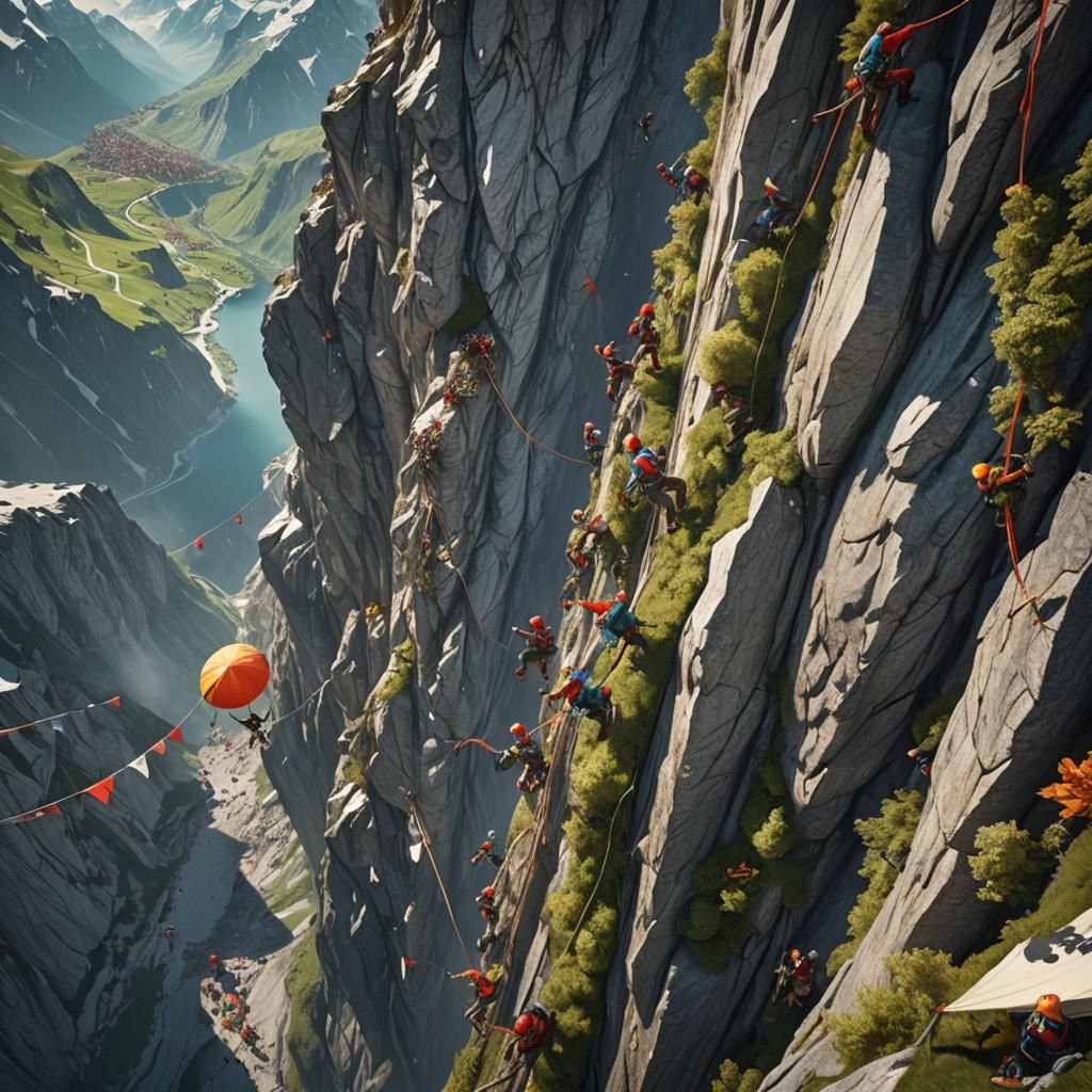 Climbers, Snake, and Carnival in the Swiss Alps