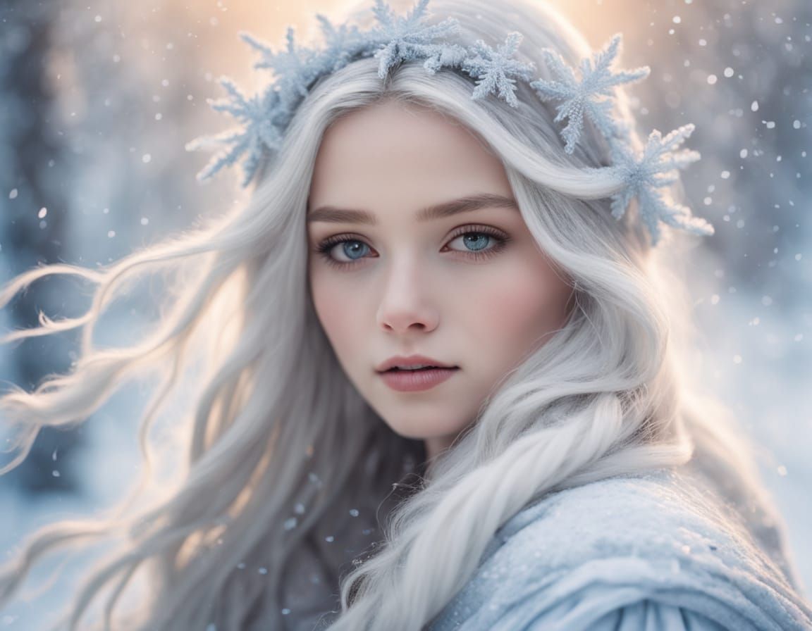 Ethereal Snow Maiden in Frosty Wonderland