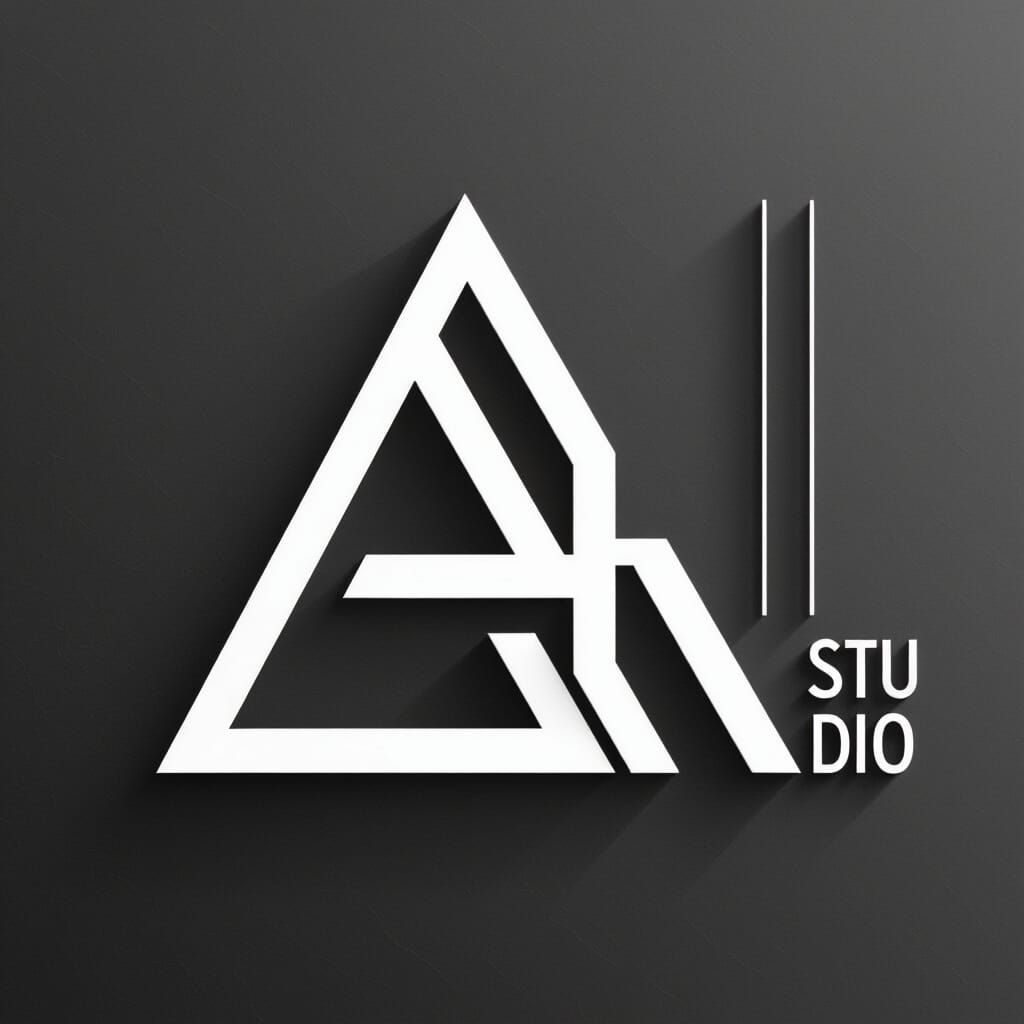 Minimalist White 3D Monogram Logo AH as Triangle