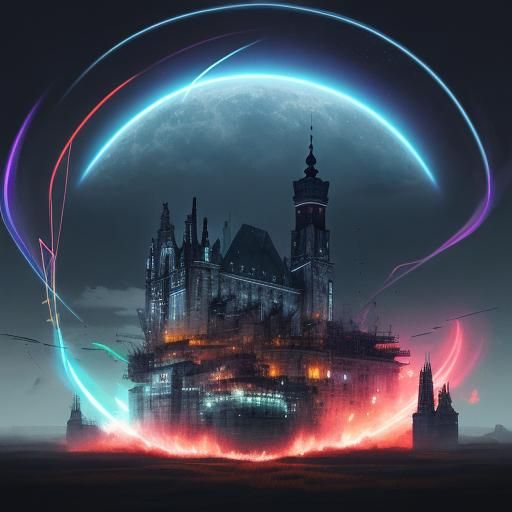 Surreal Sci-Fi Scene: Man and Horse-Sized Duck