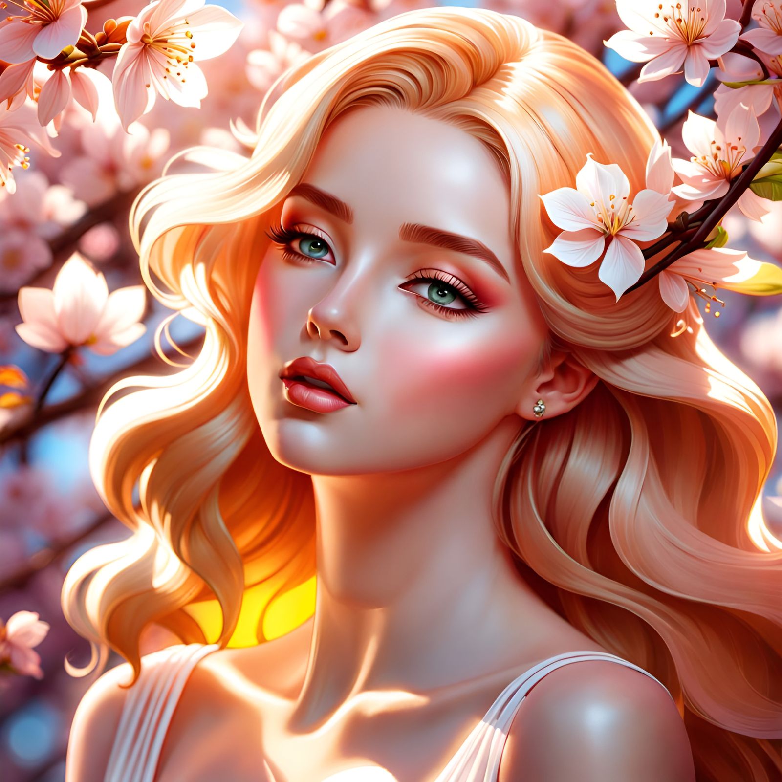 Blossoming Spring Flowers in Dappled Light