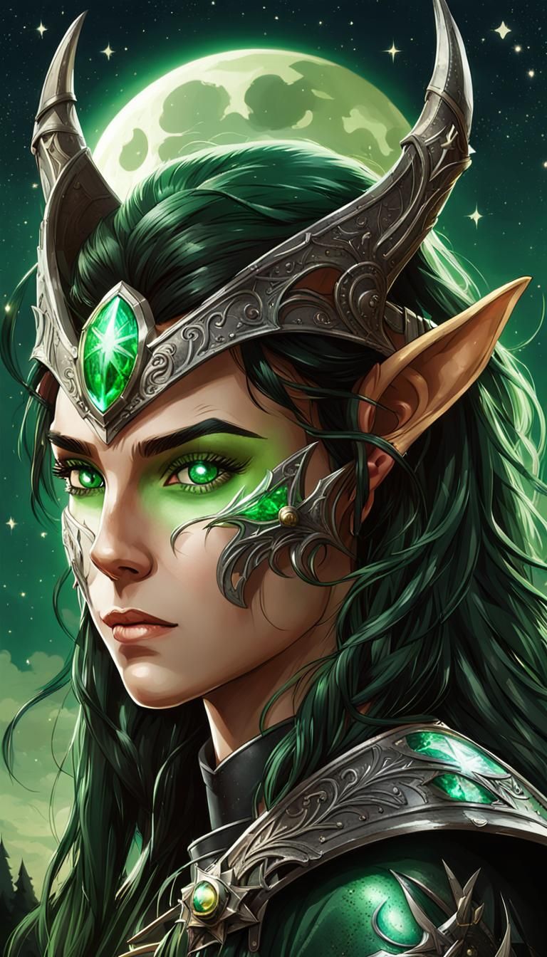 Wood Elf Portrait with Emerald Circlet