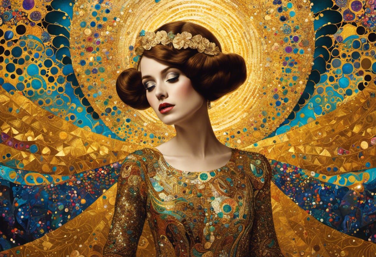 Golden Vienna Secession Portrait in Klimt Style