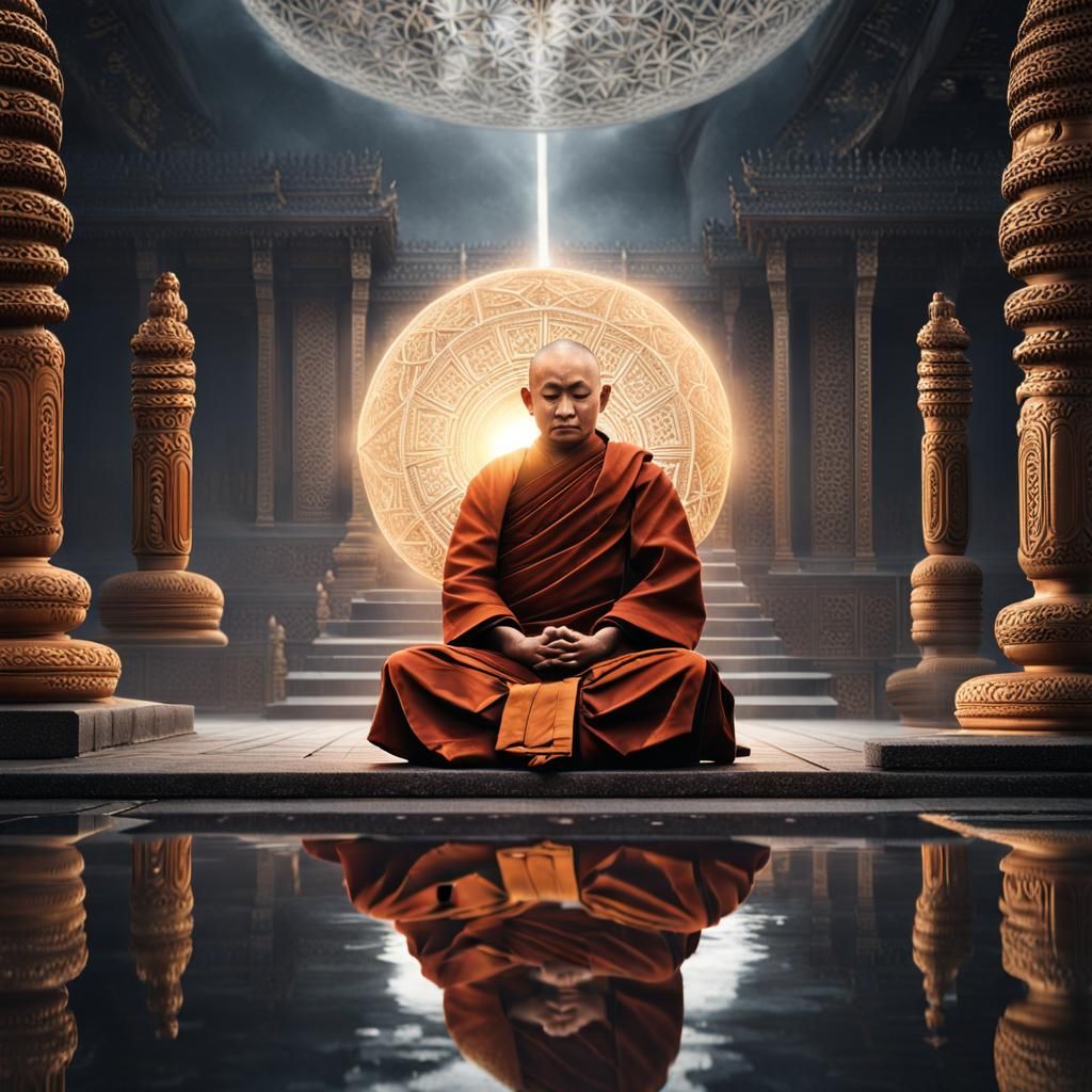 A Buddhist monk meditating on the emptiness of all phenomena...