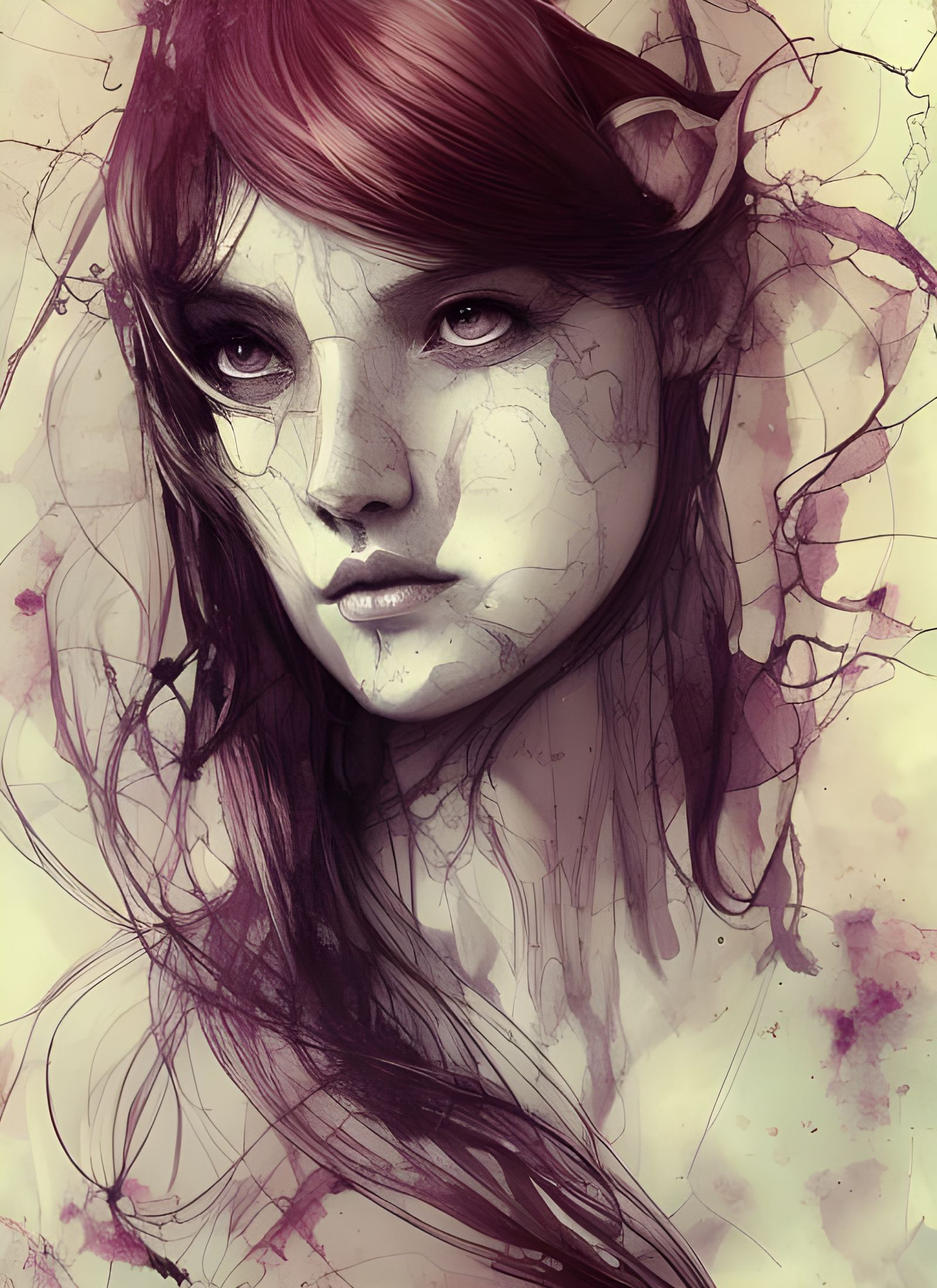 Redheaded Elven Goddess Portrait in Digital Art Style