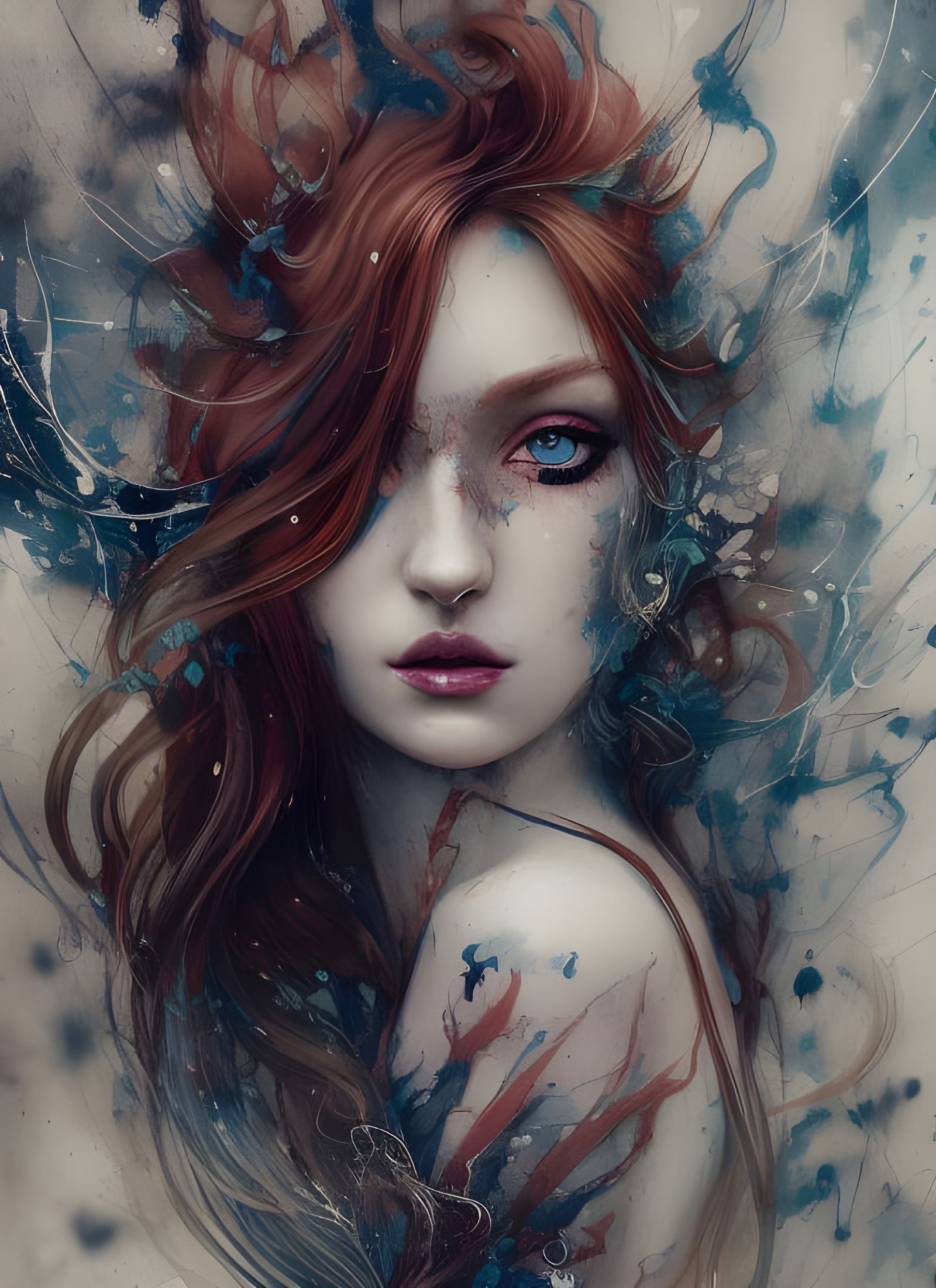 Redheaded Elven Goddess Portrait in Digital Art Style