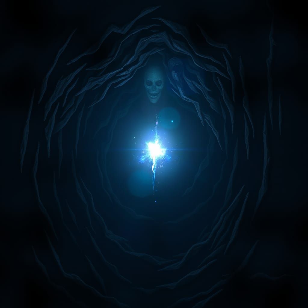 Luminous Hope Spark Shines in Ethereal Dark Void