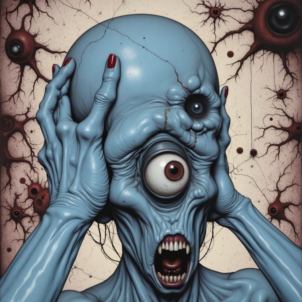 Surreal Hellish Landscape in Cyberpunk Style