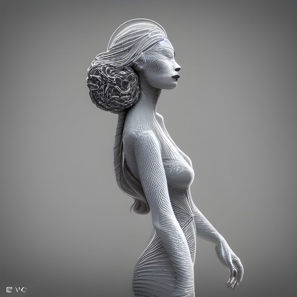 Intricate Crystal Woman Statue in Photorealistic Render