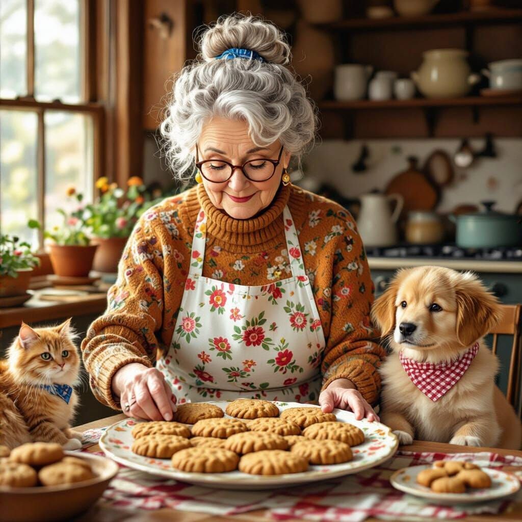 Cozy Kitchen Scene with Cookies in Nostalgic Style