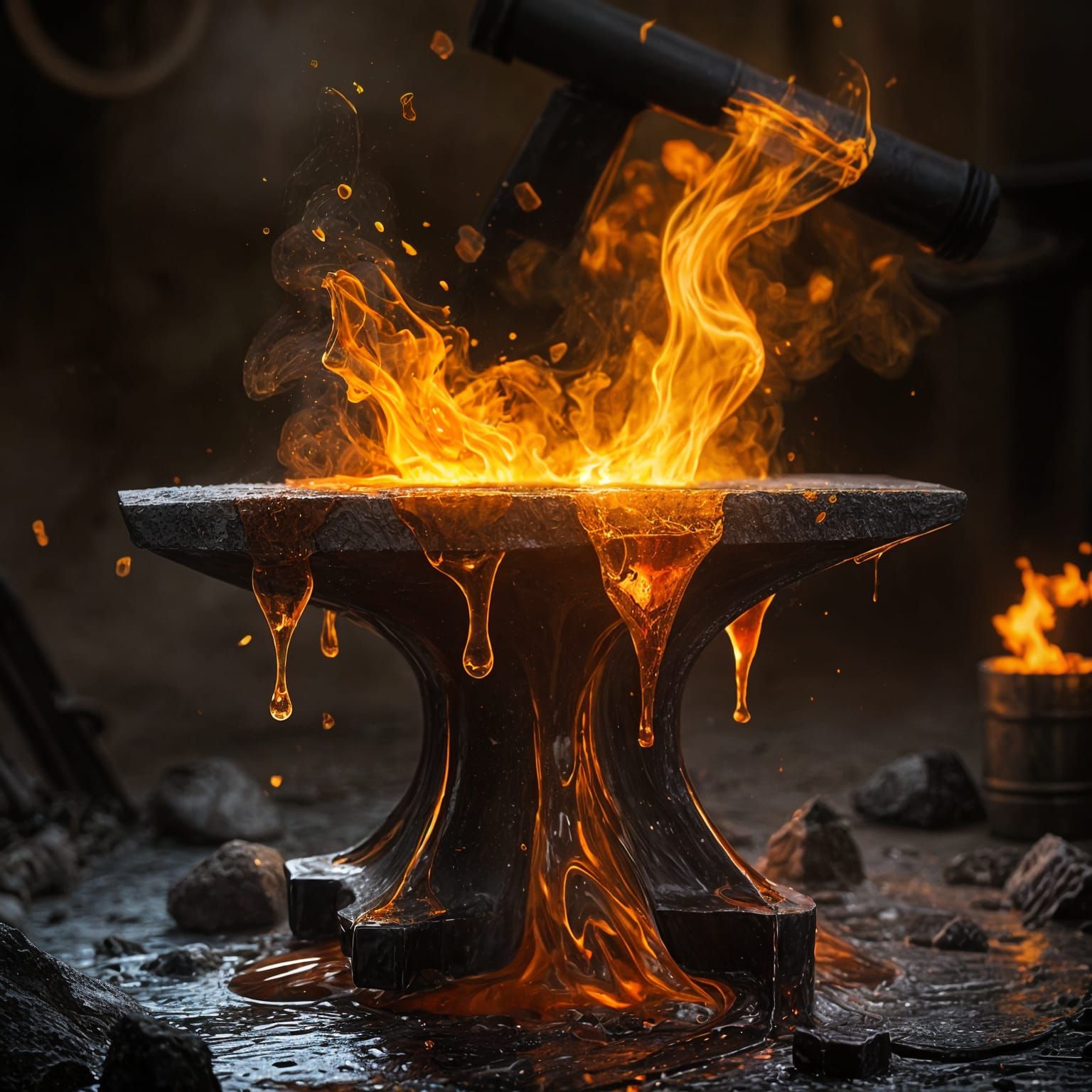 Liquid Anvil Melting Into Fluid Form