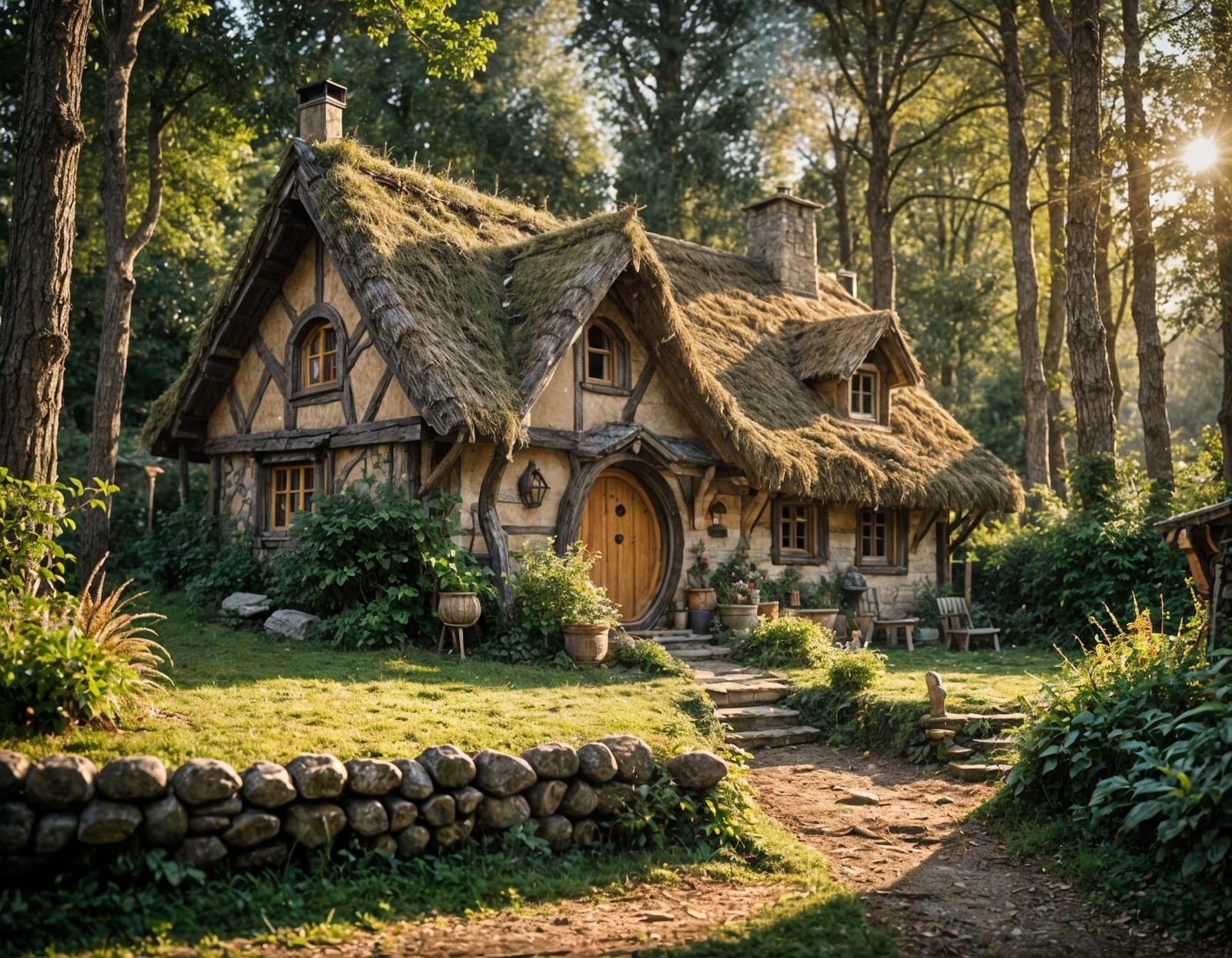 Cozy Hobbit House in Forest Clearing