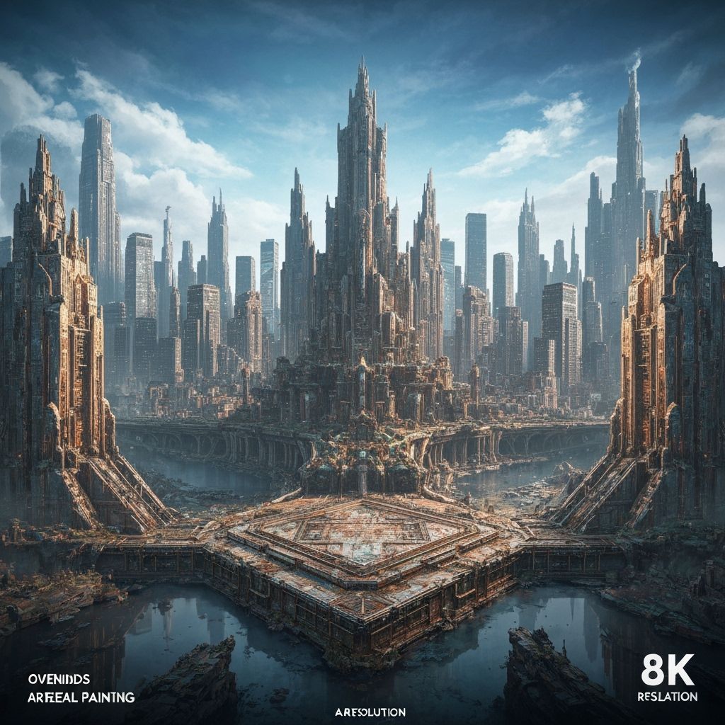 Fantasy Cityscape Matte Painting with Deep Colors