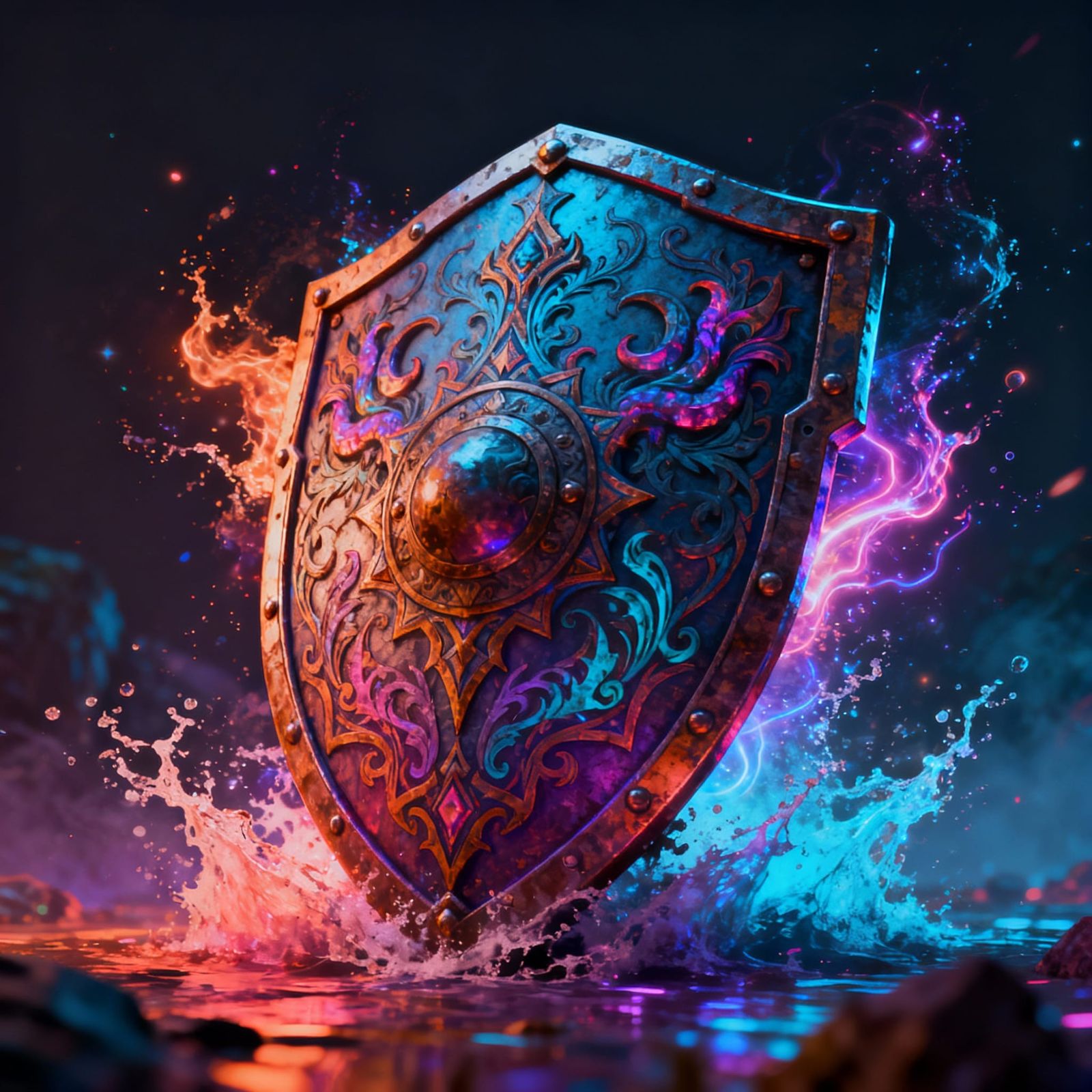 Detailed Retro Shield Fantasy Concept Art