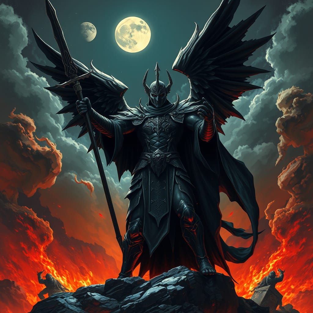 Dark Warrior of Nightmares: A Grim Titan Under Moonlight