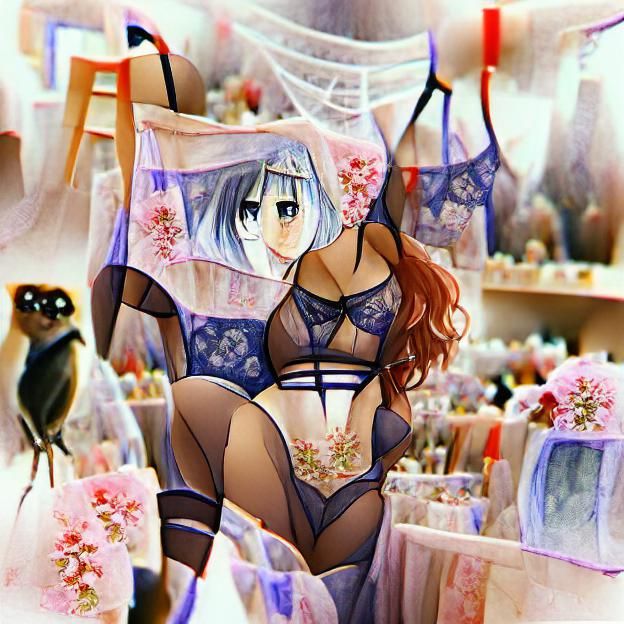 Elegant Anime Woman in Lingerie