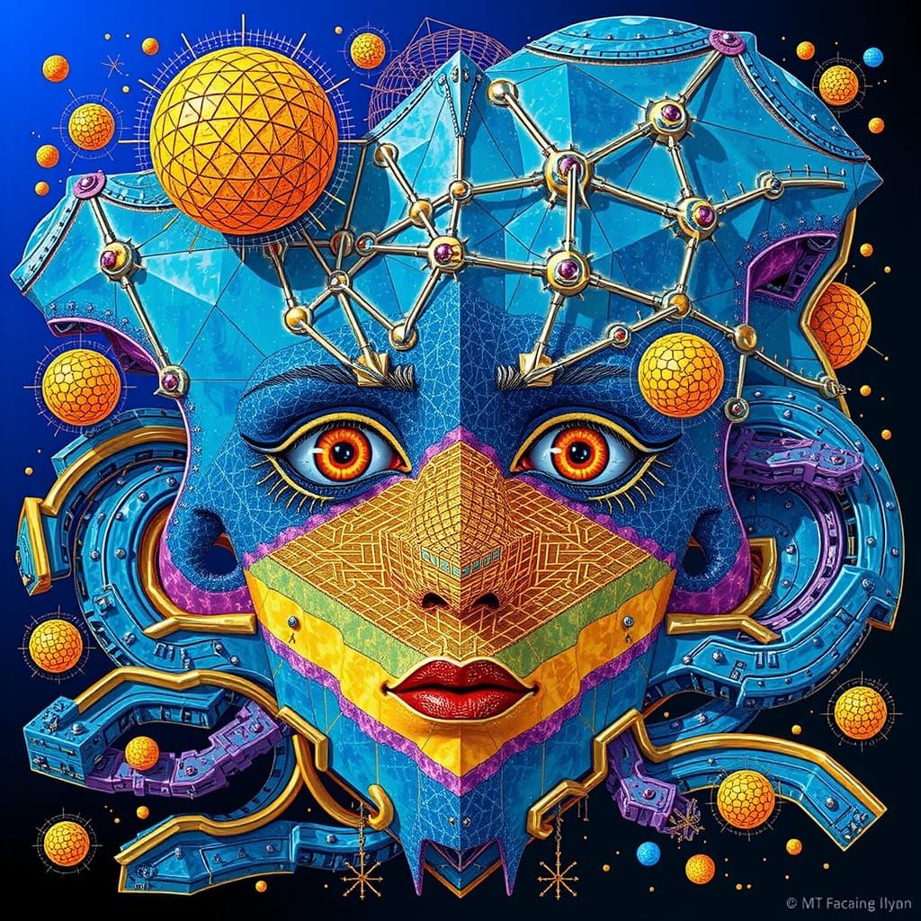 Cosmic Psychedelic Master Face in Hyperrealistic 3D