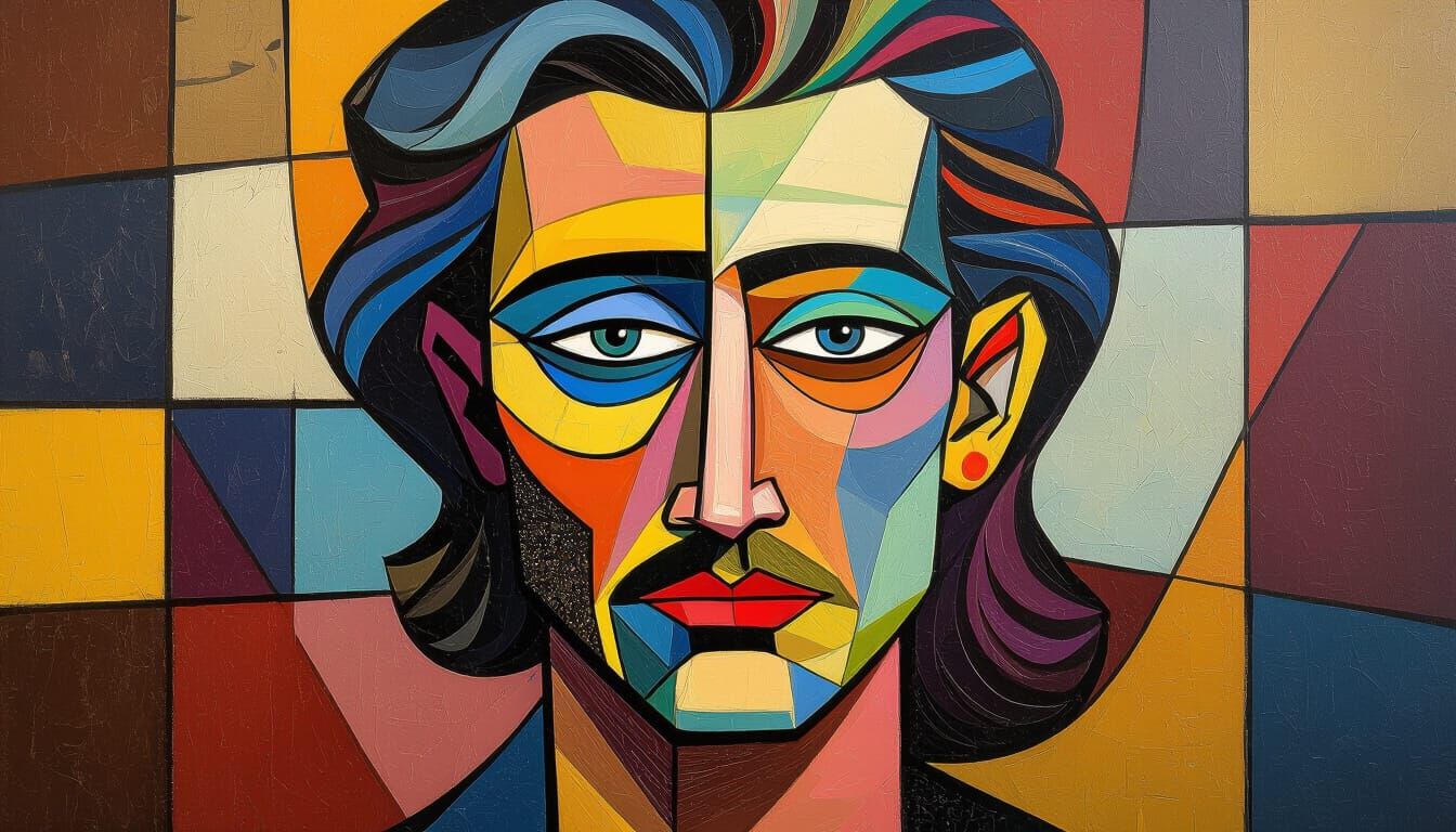 Cubist Deco Art: A Man's Purpose in Dreamlike Detail