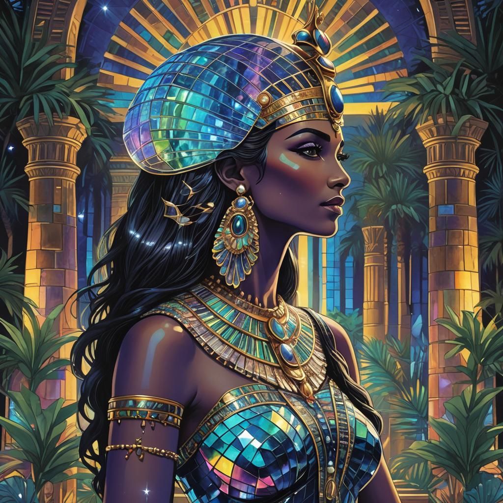 Egyptian Queen Silhouette with Blacklight Effects