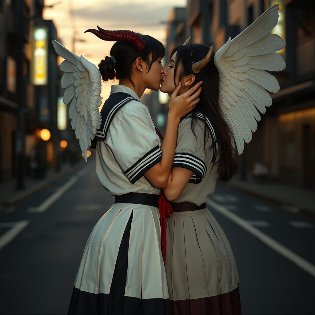 Ethereal Romance: Demon and Angel Unite in Dramatic School U...