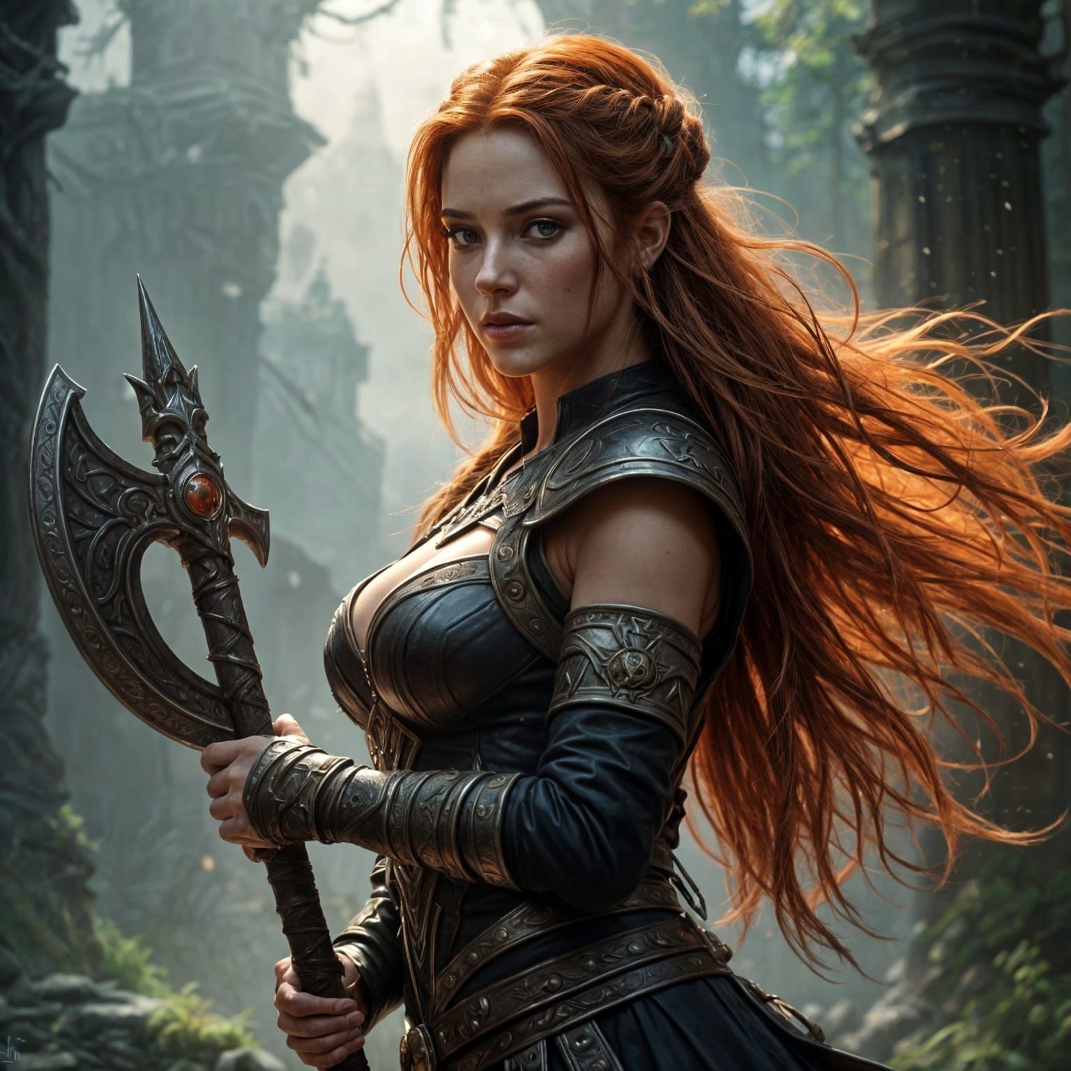 Ethereal Viking Warrior in Gothic Attire