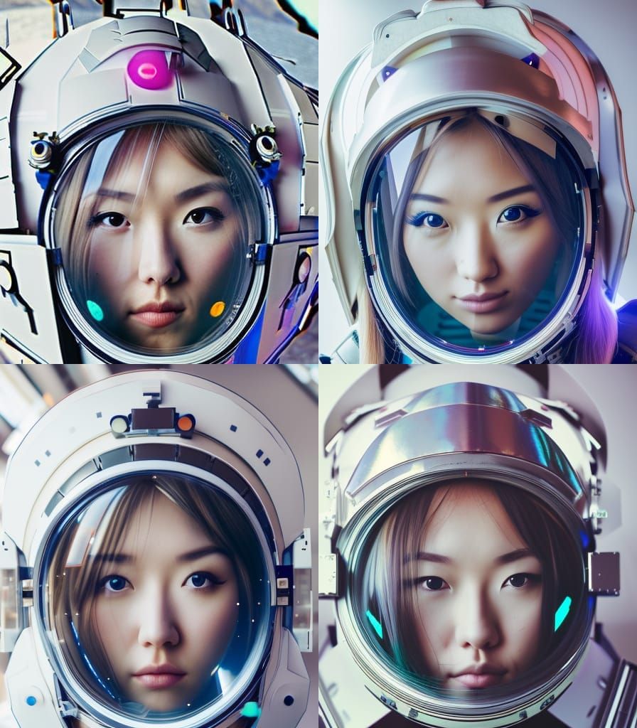 Samurai Girl in Space with Galaxy Lights