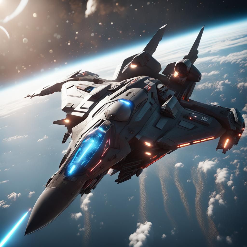 Futuristic Space Fighter Jet in 3D Rendering