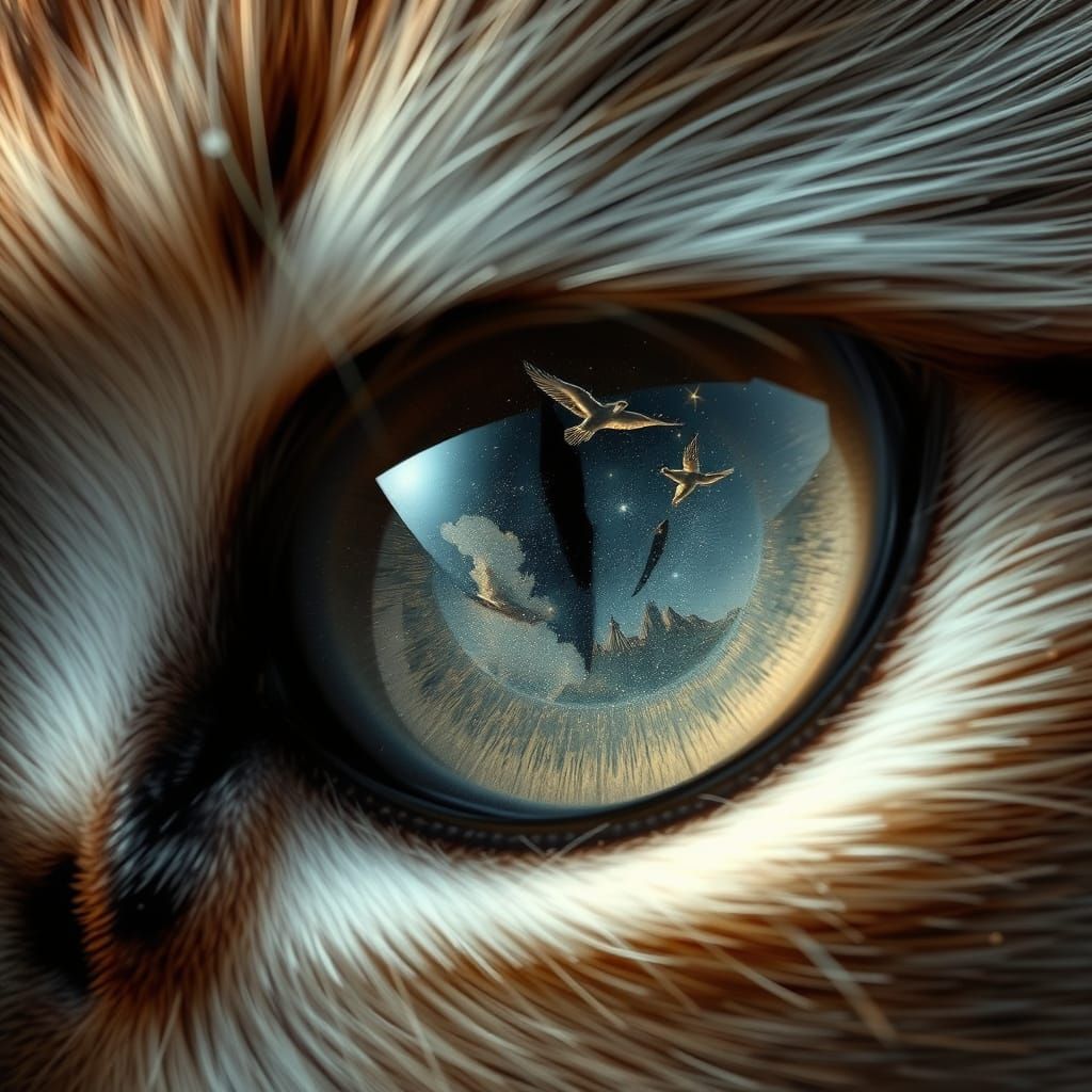 Cat's Eye Reflecting Miniature Universe: Hyperrealism