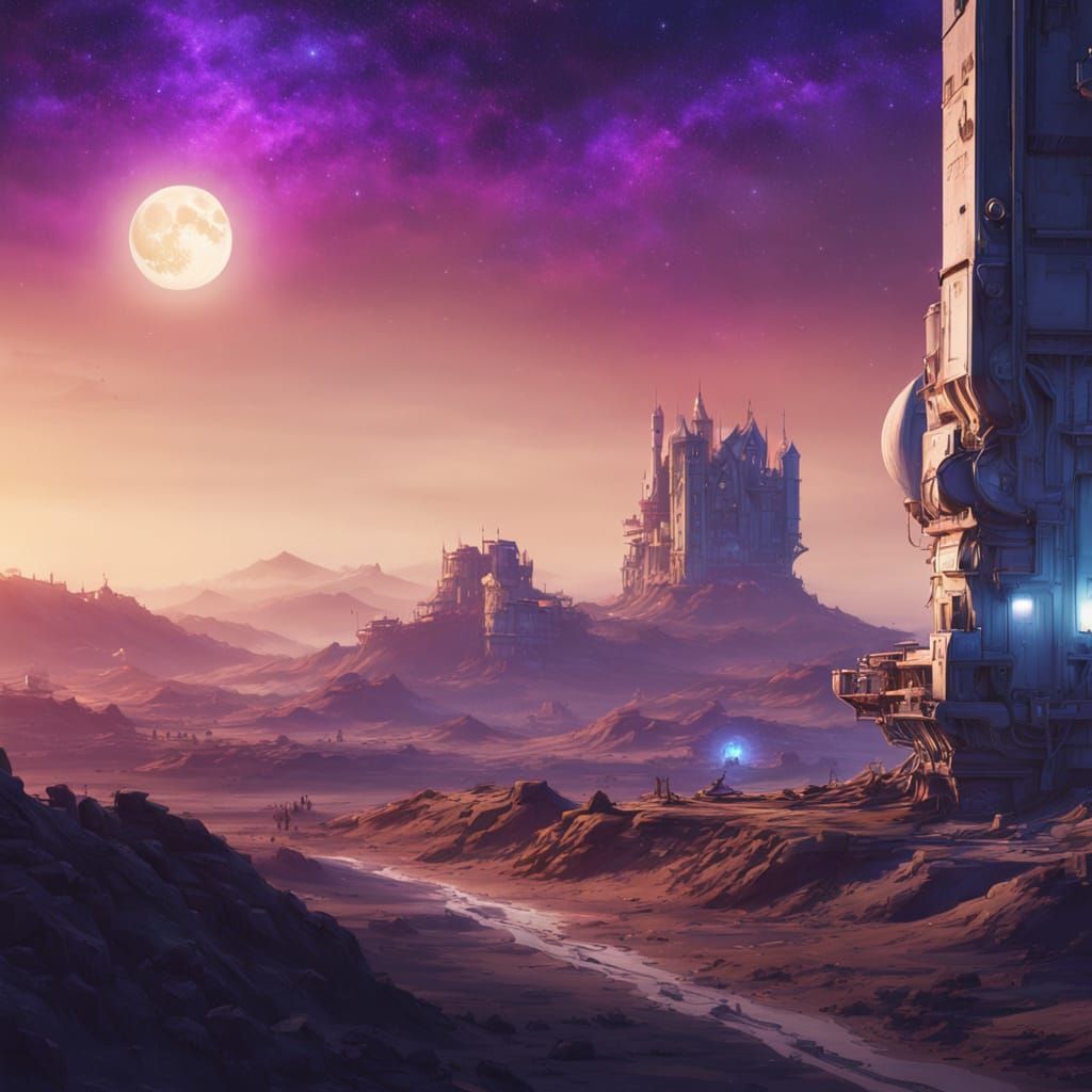 Vibrant Full Moon in Golden Hour Lighting