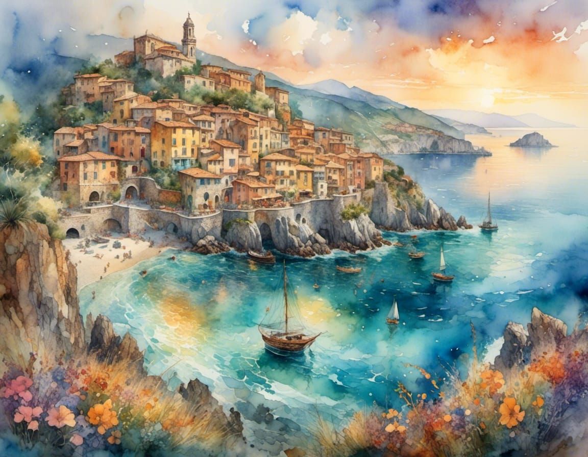 Promontorio dell'Arpaia in Porto Venere harbor, Italy