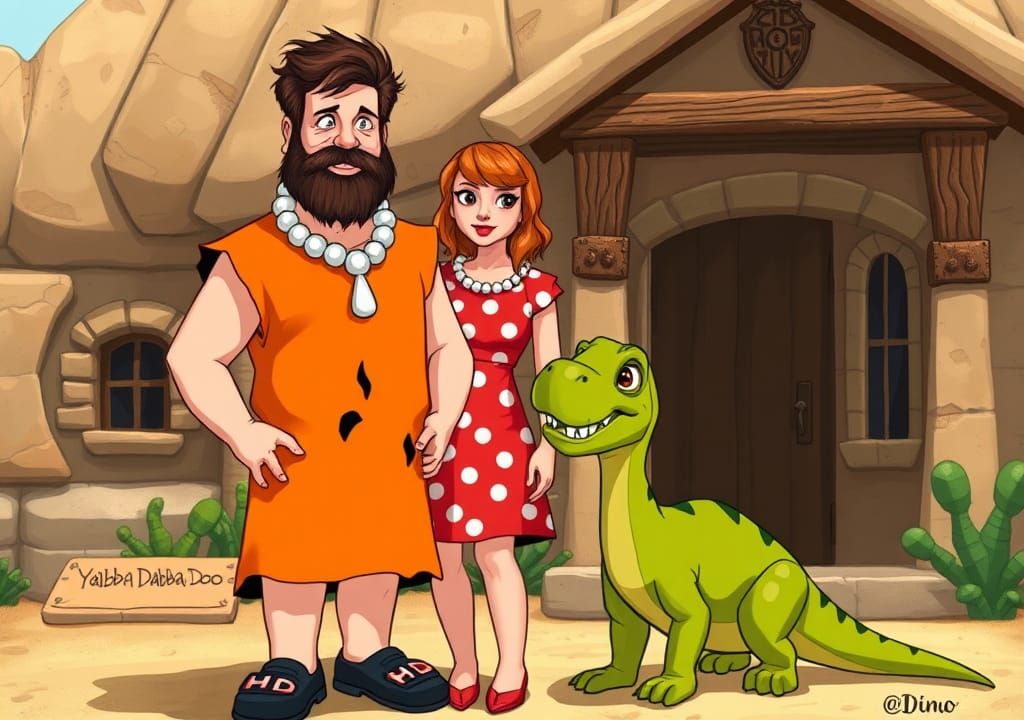 Jimmy Fallon and Taylor Swift as Flintstones