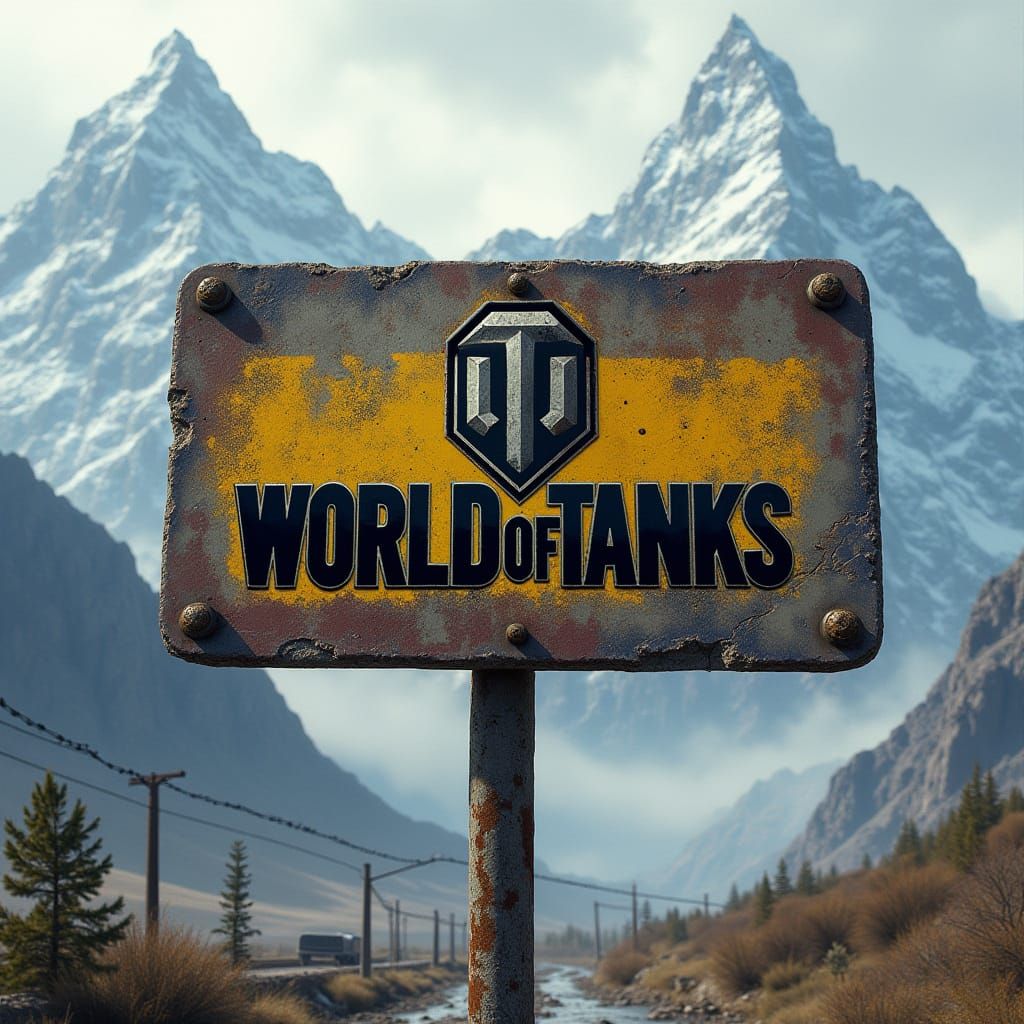 Rugged World of Tanks Logo with Warning Stripe and Mountain ...