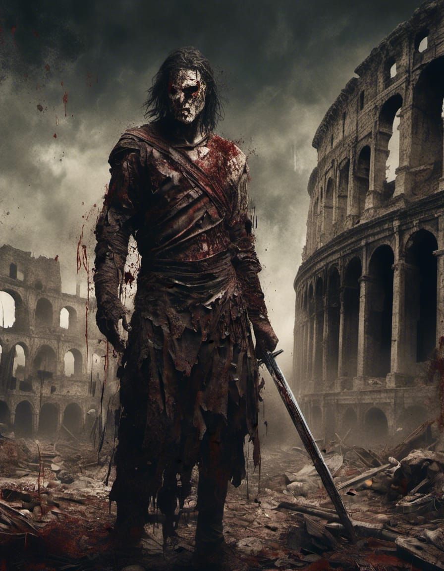 Christian Warrior Facing Gladiator in Coliseum Arena