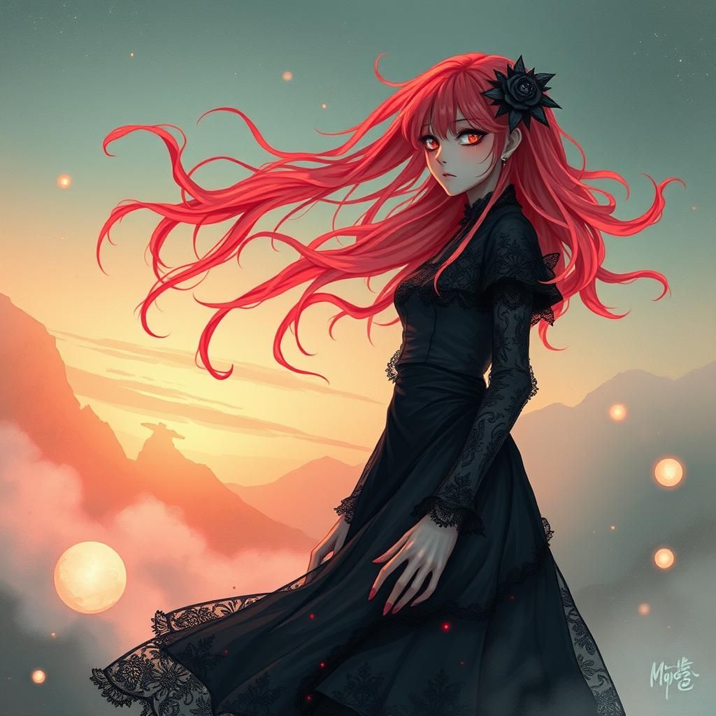 Ethereal Ghost in Pastel Gothic Dreamscape