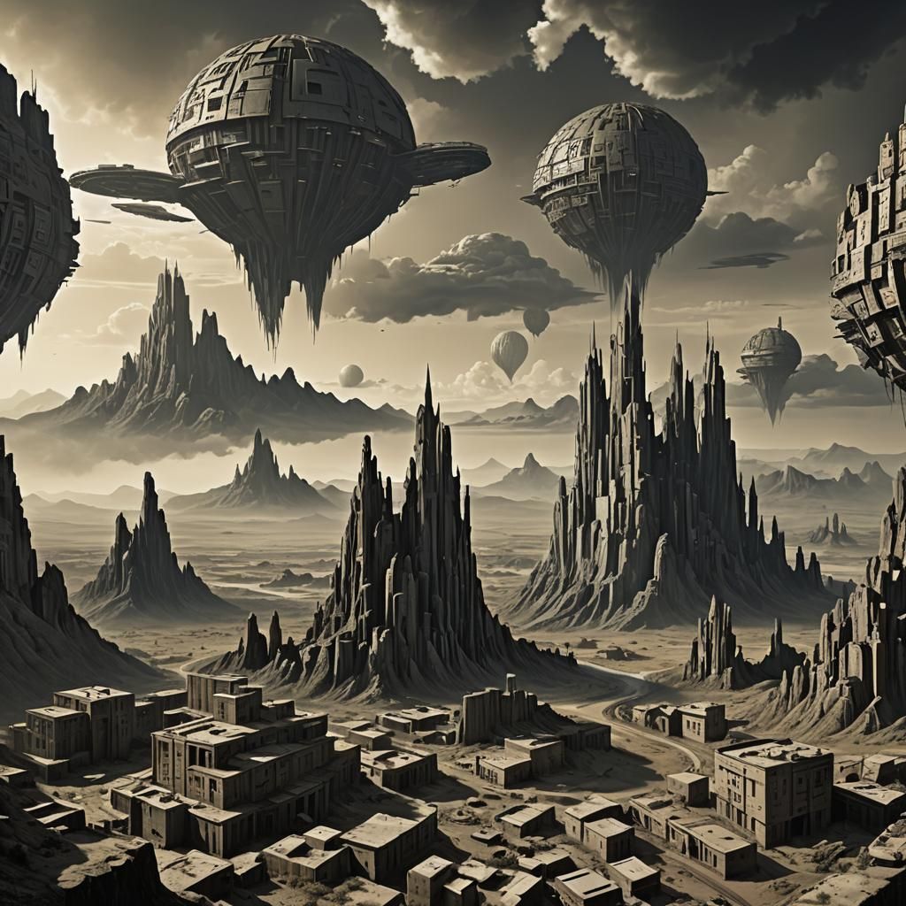 Neo-Primitivist Matte Painting of Three Figures