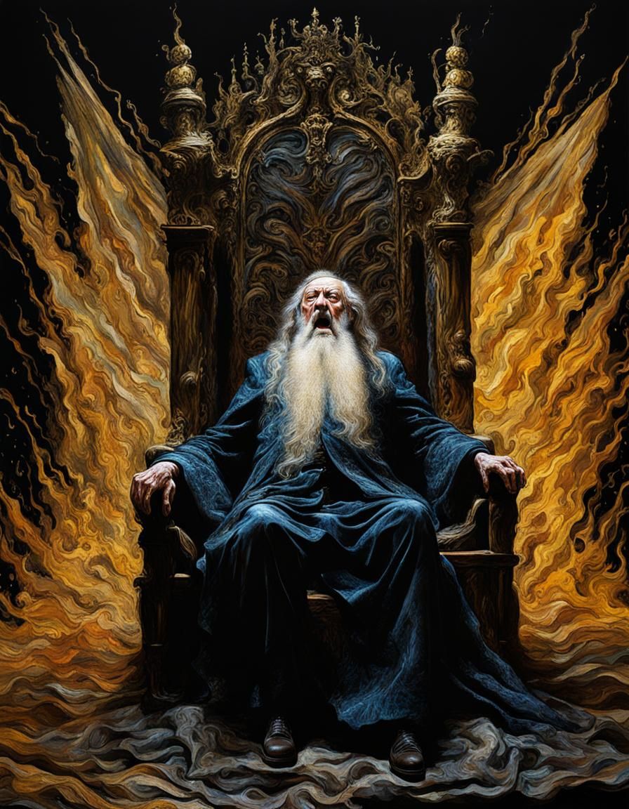 Albus Dumbledore Screaming on a Throne: Expressionist Art