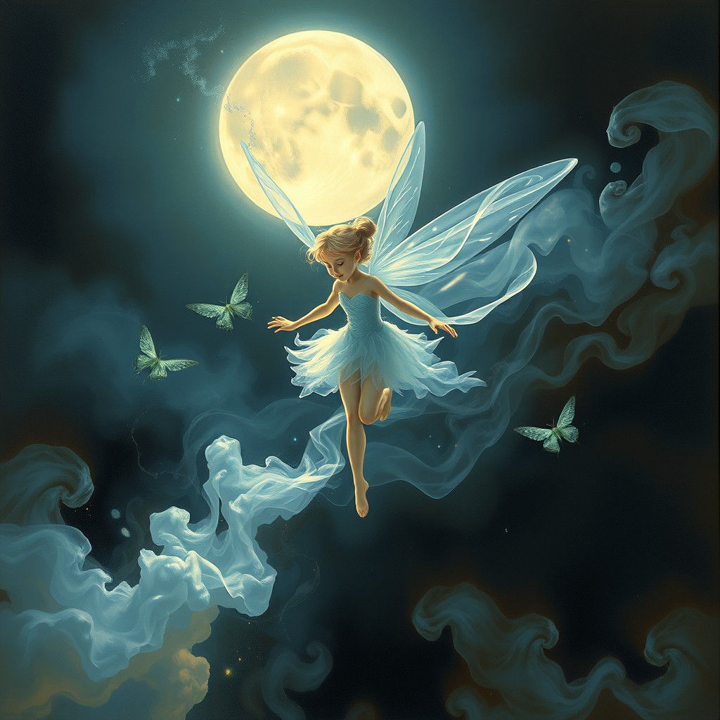 Tinkerbell in Ethereal Moonlit Flight