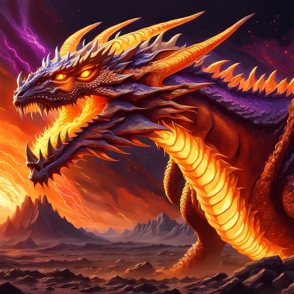 Solar Flare Dragon Portrait on Alien Planet