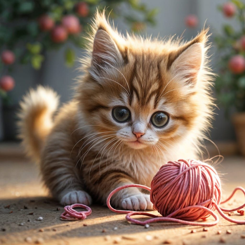 Ultra Cute Kitty Cat Plays with String