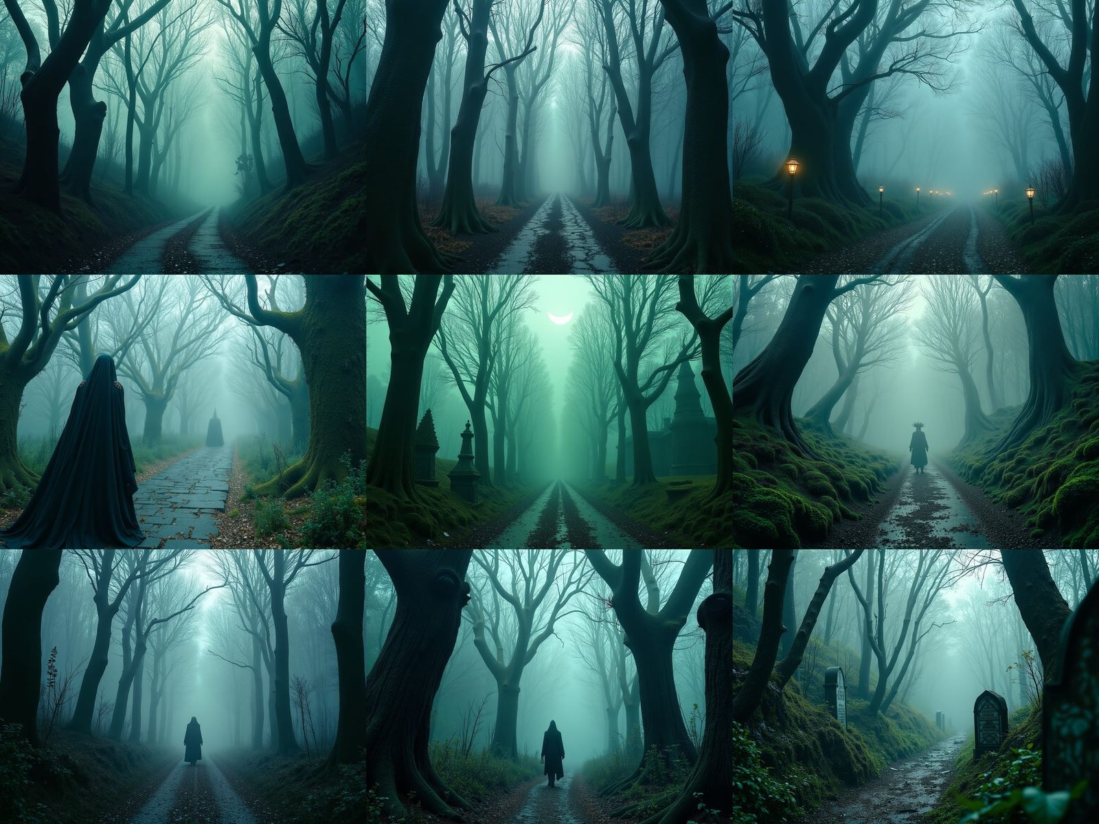Dark and Foreboding Magical Forest Scene in Gothic Style