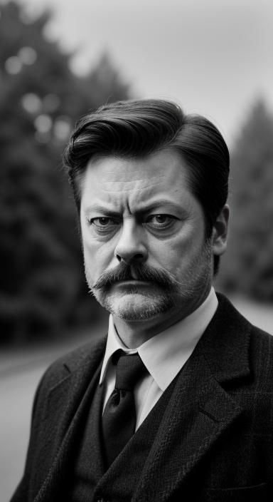 Nick Offerman as Peaky Blinder in Hyperrealistic Photo
