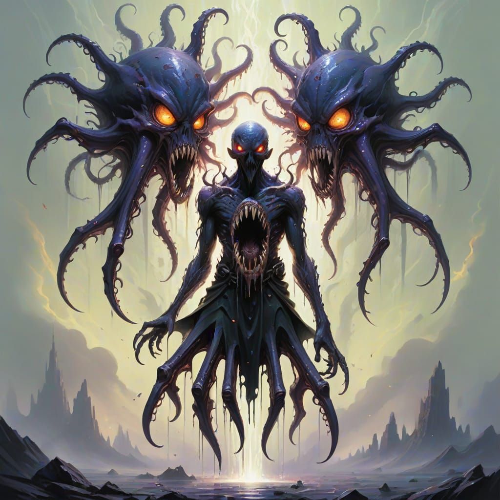 Cosmic Entity Ruling Universe in Oil Painting Style