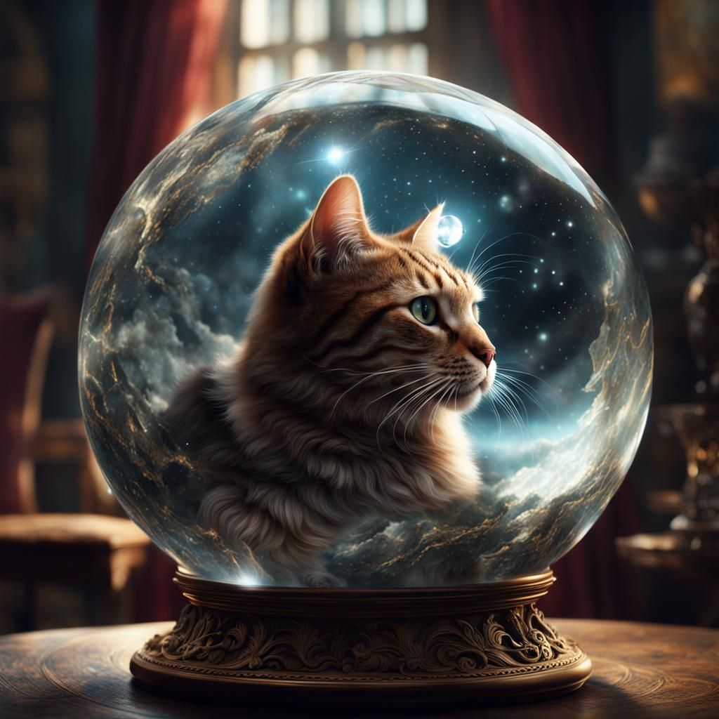 Cat in Crystal Ball: Digital Matte Painting