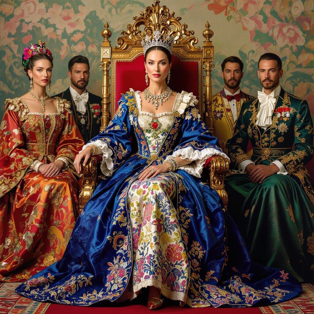 Carla Bruni as Queen in Kehinde Wiley Style