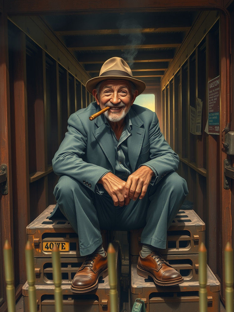 Smiling Hobo on Midnight Train to Bangor