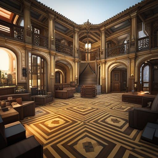 Minecraft House Floor Plan in Detailed Digital Art